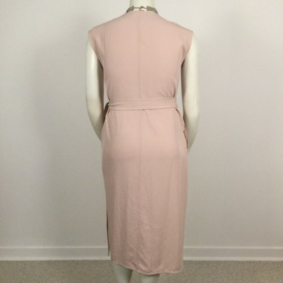👛 (ANY 2/$40) EVERLANE Sleeveless Pink Wraparound Dress - Picture 4 of 8